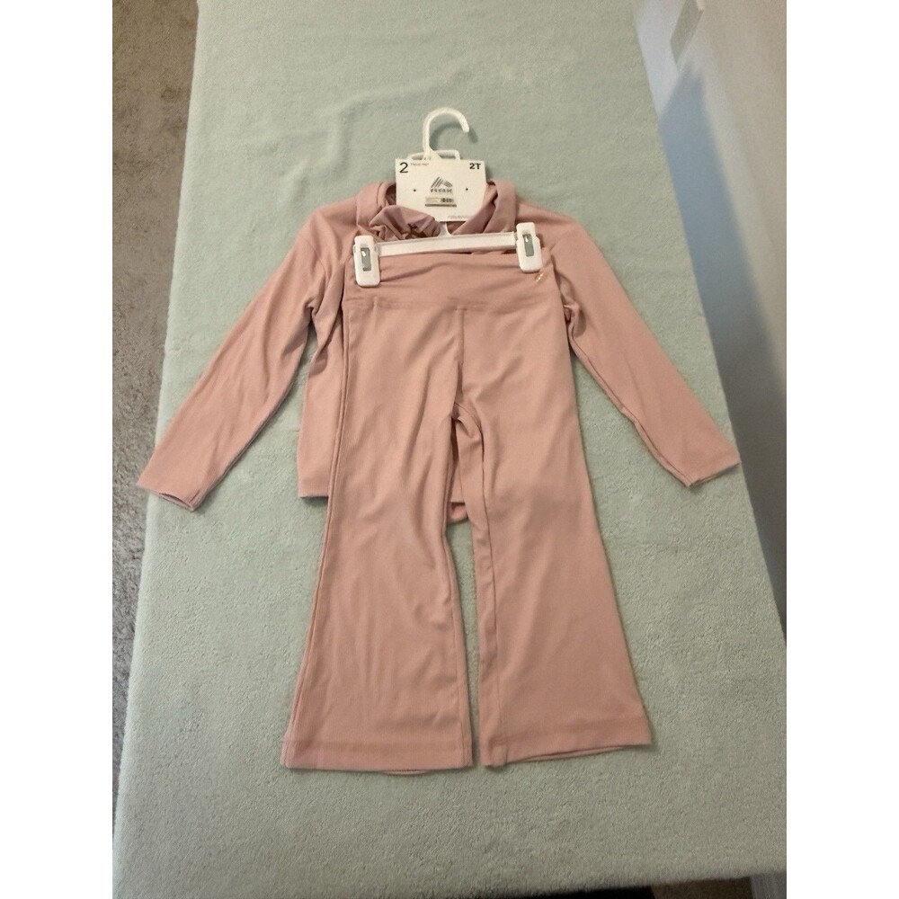 RBX Toddler Girls 2Pc Active Set 2T Bleached Mauve Ribbed Flare Pants NWT - Picture 5 of 7